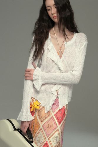 Summer Colors Knitted White Cardigan Mori Kei Clothes
