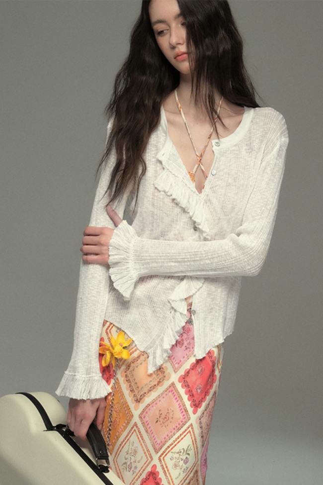 Summer Colors Knitted White Cardigan Mori Kei Clothes