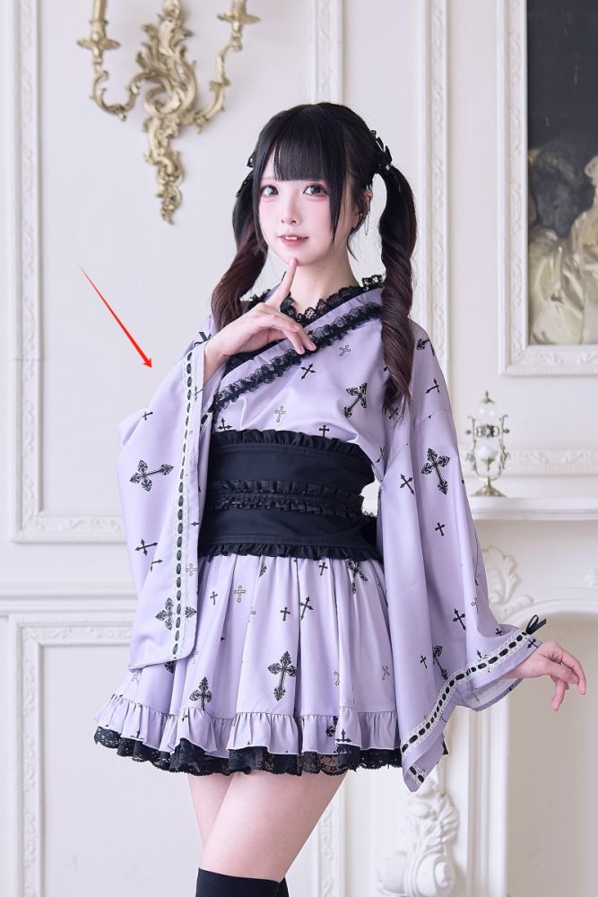 NoGenki Cross Contract Japanese Kimono Black Jirai Kei Clothing