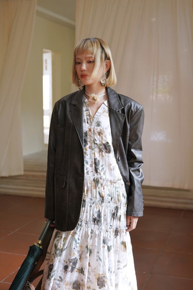 Southern Story Ink Wash Long Sleeve Dress Mori Kei Clothing