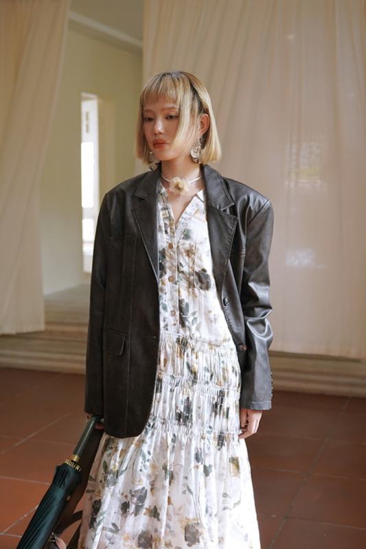 Southern Story Ink Wash Long Sleeve Dress Mori Kei Clothing