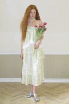 Amber Wood Knitted Irregular Light Green Dress Mori Kei Fashion
