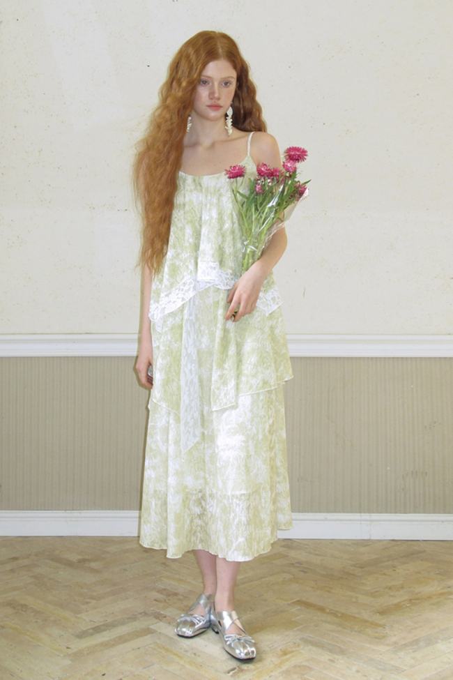 Amber Wood Knitted Irregular Light Green Dress Mori Kei Fashion