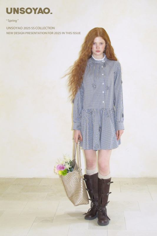 Berlin Girl Retro British Small Plaid Blue Dress Mori Kei Clothes