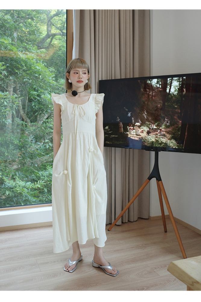 Apricot Rain Retro Rose Milk Apricot Dress Mori Kei Clothing