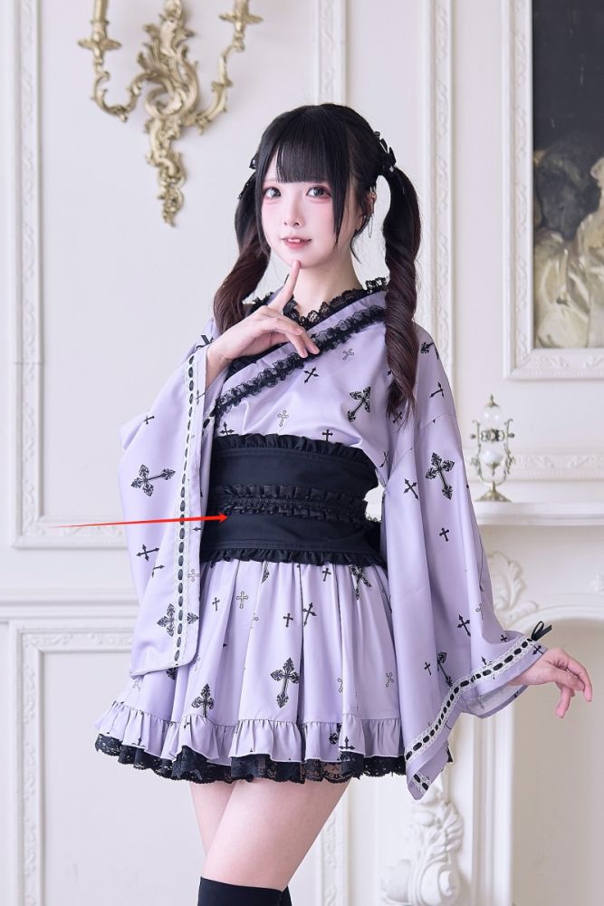 NoGenki Cross Contract Japanese Kimono Black Jirai Kei Clothing