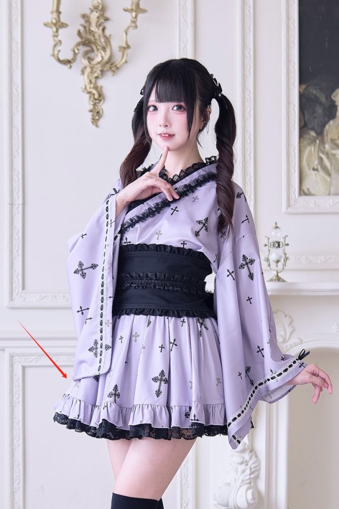 NoGenki Cross Contract Japanese Kimono Black Jirai Kei Clothing