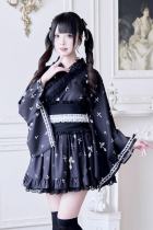 Cross Contract Japanese Kimono Black Jirai Kei Clothing