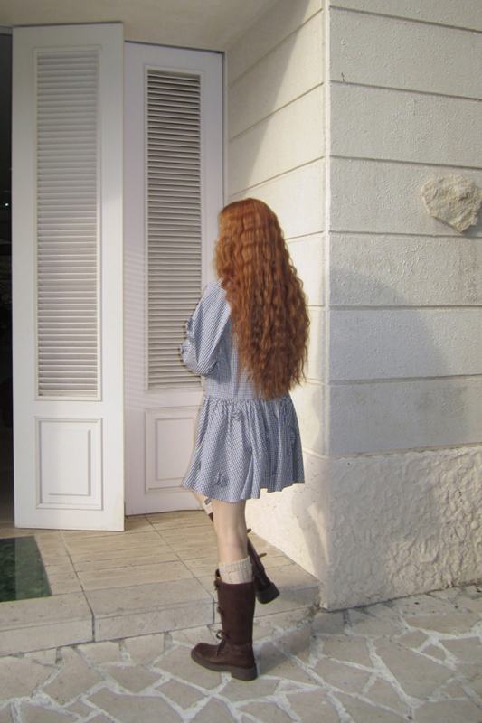 Berlin Girl Retro British Small Plaid Blue Dress Mori Kei Clothes