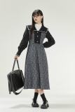 Butterfly Shadow French Lapel Black Dress Mori Kei Fashion