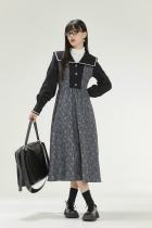 Butterfly Shadow French Lapel Black Dress Mori Kei Fashion