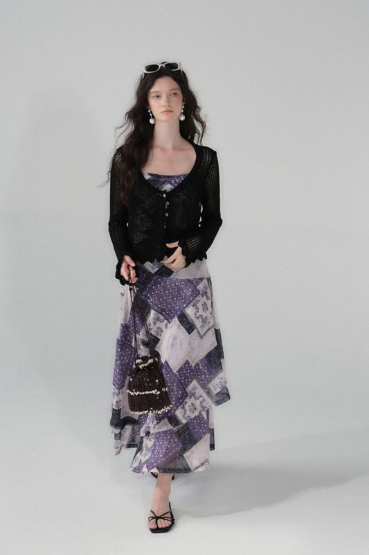 Wind Chimes Summer Hollowed Black Cardigan Mori Kei Clothing