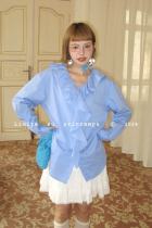 Simipita Lacework Collar Blue Blouse Mori Kei Fashion