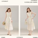 Midsummer Light French Bow Apricot Dress Mori Kei Clothes