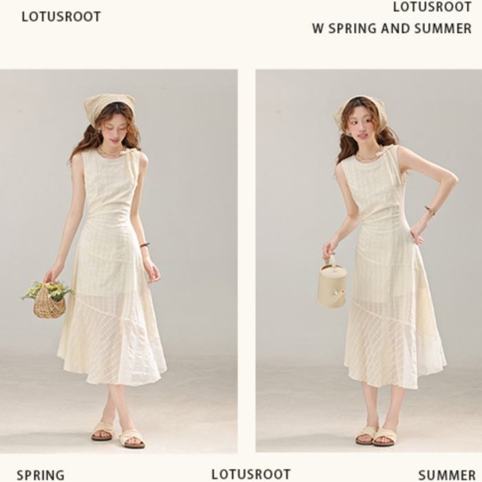 Midsummer Light French Bow Apricot Dress Mori Kei Clothes