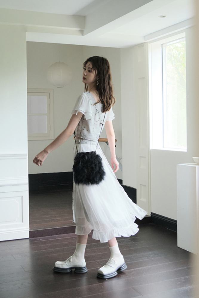 Clouds Mist Hanfu Style Printed Skirt Mori Kei Style