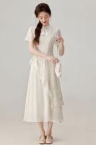 The Moonlight Hanfu Cheongsam Dress Apricot Mori Kei Clothing