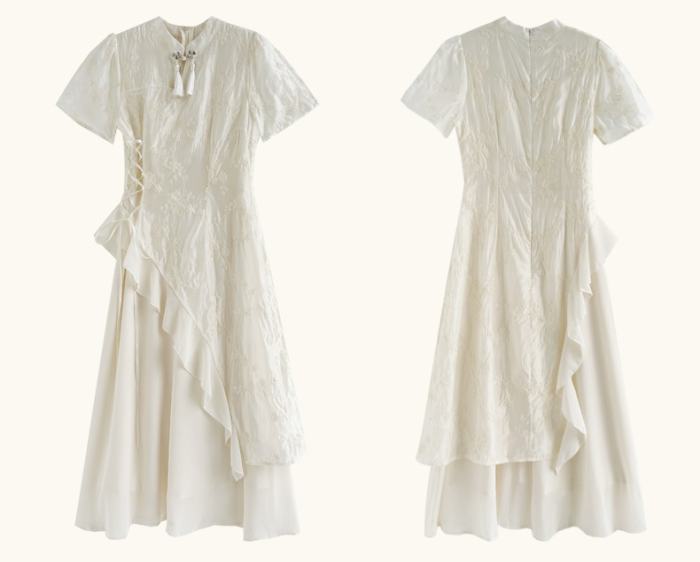 The Moonlight Hanfu Cheongsam Dress Apricot Mori Kei Clothing