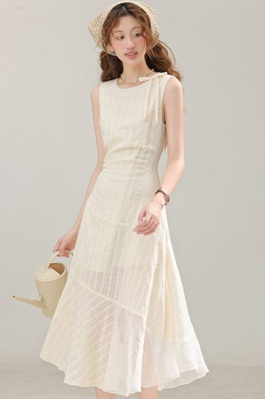 Midsummer Light French Bow Apricot Dress Mori Kei Clothes