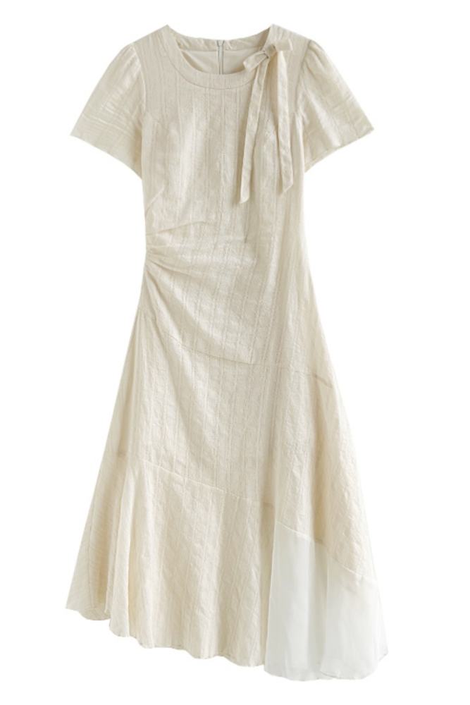 Midsummer Light French Bow Apricot Dress Mori Kei Clothes