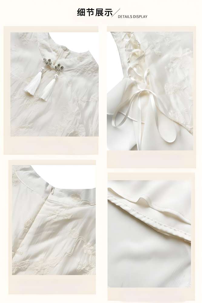 The Moonlight Hanfu Cheongsam Dress Apricot Mori Kei Clothing