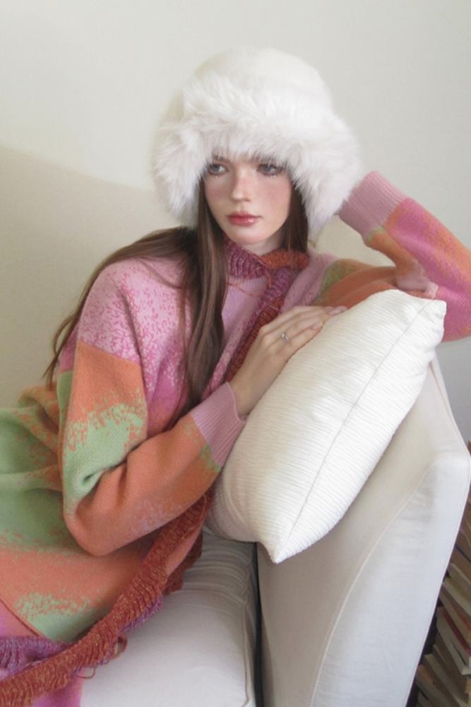 Ice Peach Gradient Colors Sweater Pink Skirt Mori Kei Style