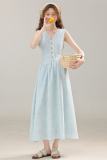 Blue Glacier Gentle Vest Dress Mori Kei Clothes