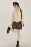 Floating Clouds Retro Drawstring Blouse Apricot Mori Kei Clothes