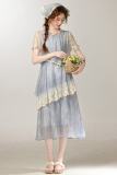 Sea Dream Vacation Halo Dying Blue Dress Mori Kei Style