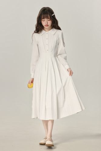 White Moonlight French Long Sleeve Dress Mori Kei Clothing
