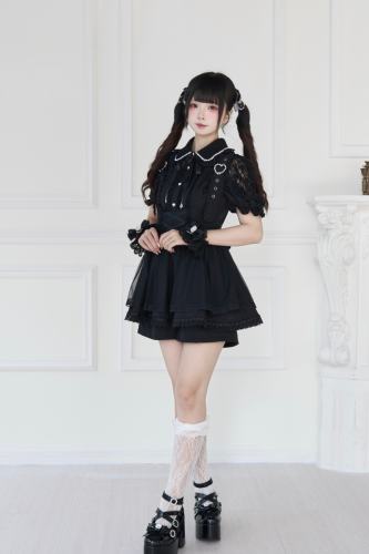 Sweet Souffle Japanese Salopette Black Jirai Kei Outfits