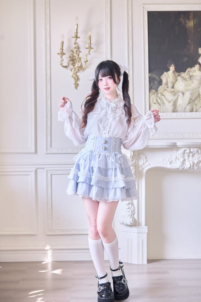 blue japanese dress Whispering Bamboo Modern Blue Hanfu Dress Skirt / S main image 1