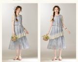 Sea Dream Vacation Halo Dying Blue Dress Mori Kei Style