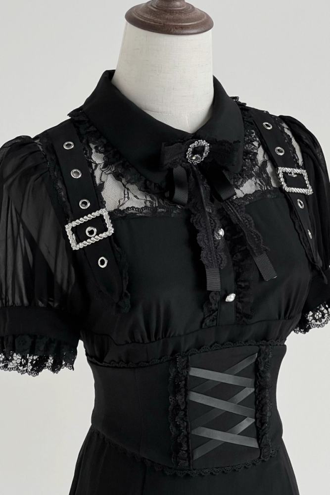 NoGenki The Concerto Japanese Black Long Dress Jirai Kei Clothing