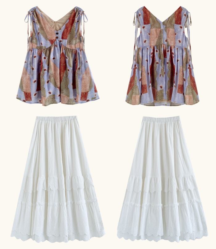 Patchwork Reverie French Retro Vest Mori Kei Outfits