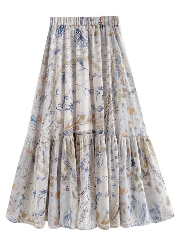 Coral Holiday Irregular Top Print Skirt Mori Kei Clothing
