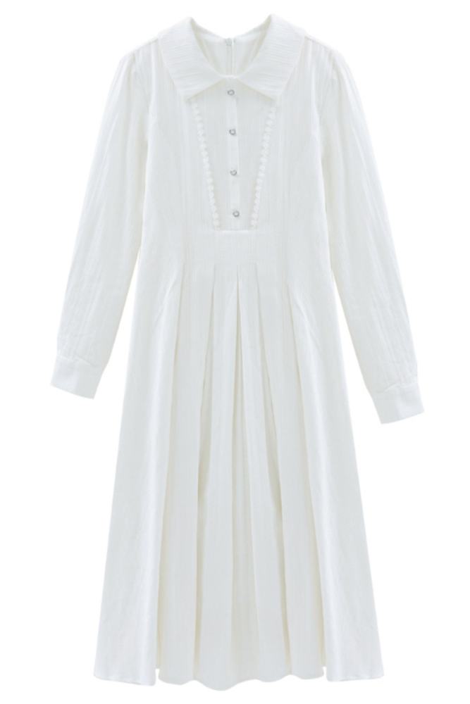 White Moonlight French Long Sleeve Dress Mori Kei Clothing