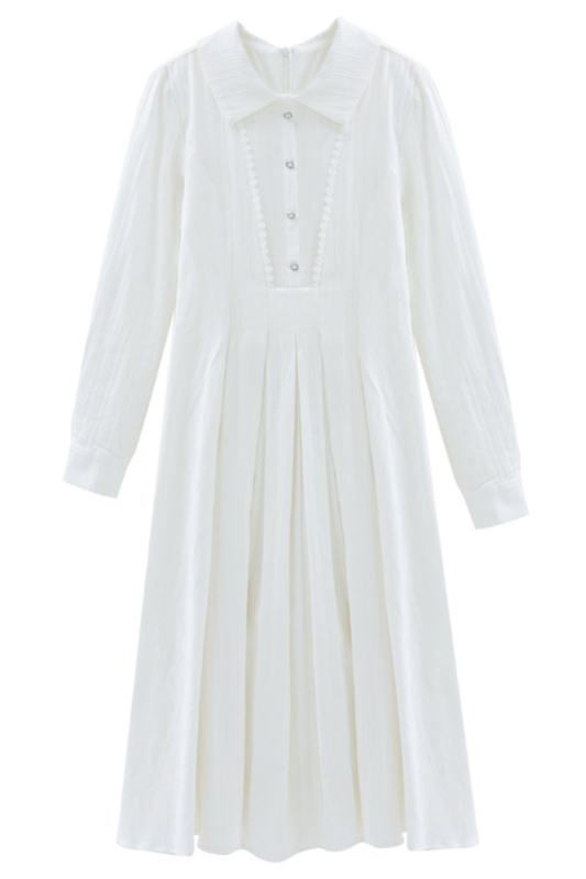White Moonlight French Long Sleeve Dress Mori Kei Clothing