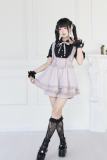 NoGenki Sweet Souffle Japanese Salopette Black Jirai Kei Outfits