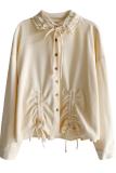 Floating Clouds Retro Drawstring Blouse Apricot Mori Kei Clothes