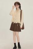 Floating Clouds Retro Drawstring Blouse Apricot Mori Kei Clothes