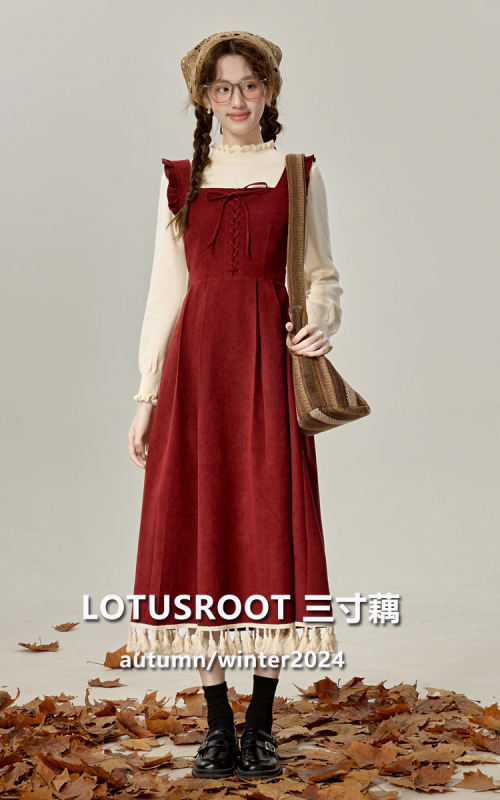 Red Wine Lamp French Sleeveless Dress Mori Kei Clothes