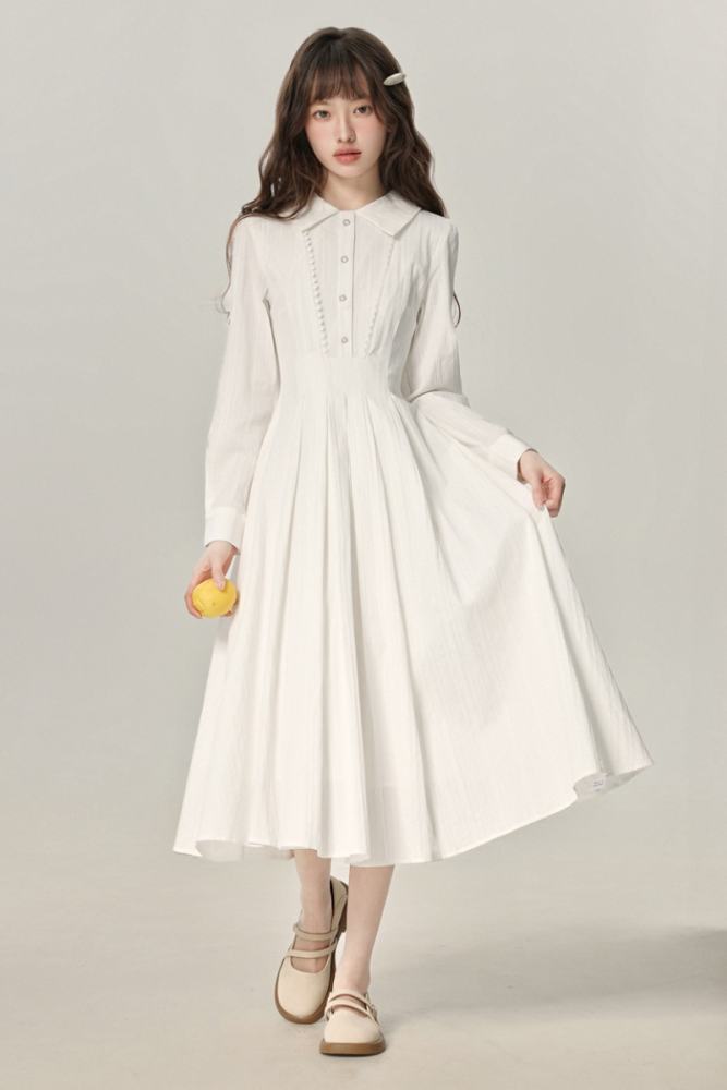 White Moonlight French Long Sleeve Dress Mori Kei Clothing
