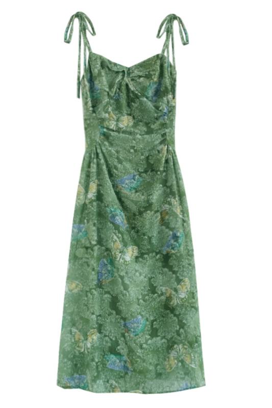 Forest Valley Vacation Sleeveless Green Dress Mori Kei Style