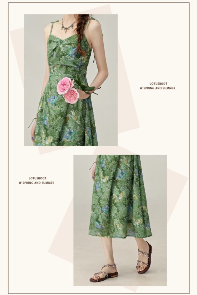 Forest Valley Vacation Sleeveless Green Dress Mori Kei Style