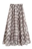 Wind Lotus Ruffled Apricot Blouse Plaid Skirt Mori Kei Fashion