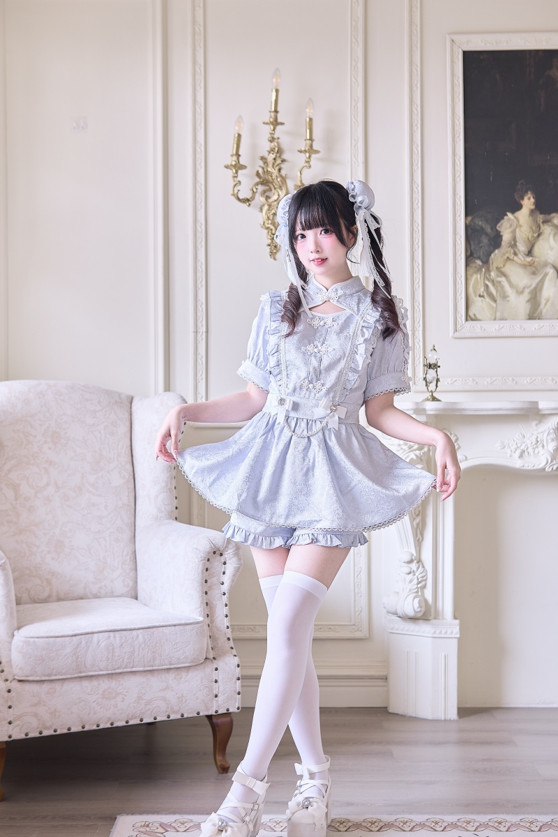 NoGenki Hanfu Style Lacework White Set Jirai Kei Clothing