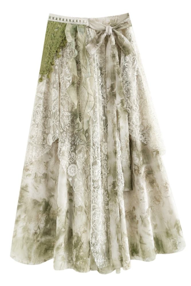 Bamboo Shadow French Vest Green Skirt Mori Kei Clothing