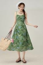 Forest Valley Vacation Sleeveless Green Dress Mori Kei Style