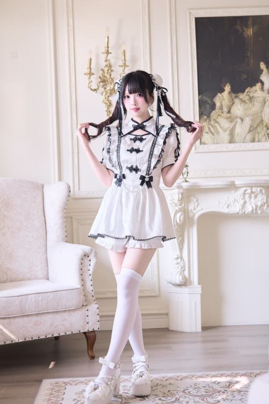 NoGenki Hanfu Style Lacework White Set Jirai Kei Clothing